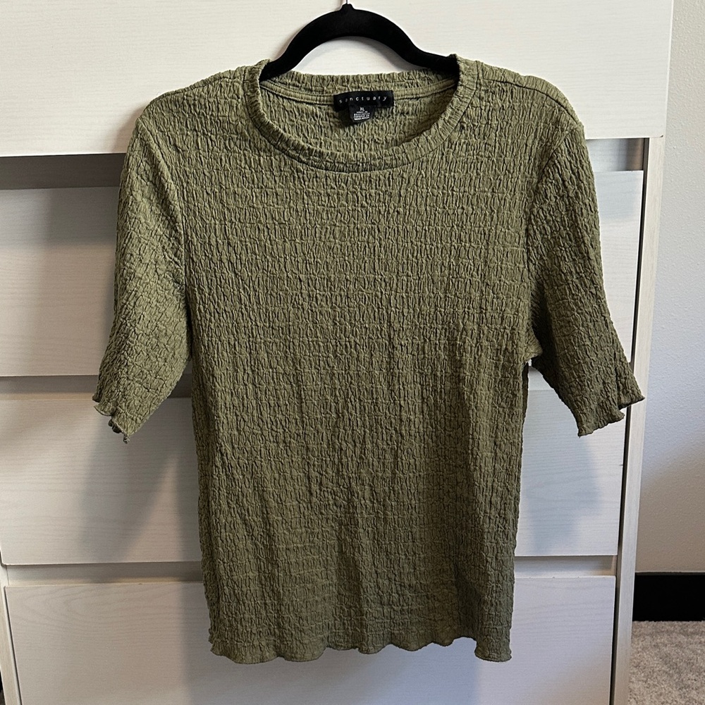 Sanctuary Olive Textured Short Sleeve Top